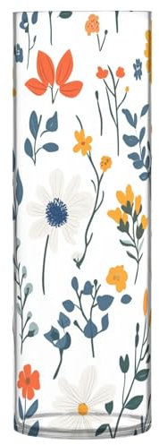 ZRWLUCKY Florals Dahlie weiße Kunststoffvase für Blumen, 30 x 9 cm, Hochzeitsvase, dekorativ, Innenbereich, Schlafzimmer, Esszimmer, Dekoration