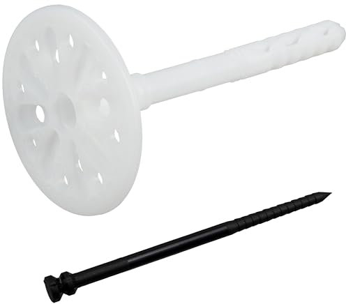 AERZETIX - Set di 10 tasselli per isolamento a battuta Ø10x110mm + 10 chiodi 115mm - in nylon - fissaggio per pannelli termici polistirene estruso espanso lana di roccia