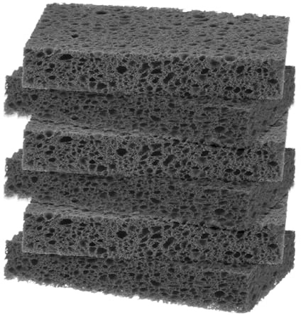 M METERXITY 6 Pcs Spugne Da Cucina, Spugna Eco Cellulosa Compatta Non Graffiante Per Pulizie Pesanti Per Cucina/Casa/Bagno, Scovolino Per Stoviglie Per Pulire Ostinate [Nero]