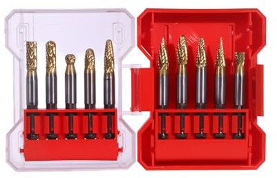 CSOOM Hartmetall Frässtifte Set Hartmetallfräser, Rotaryfräser konisch mit 6 mm Sechskantschaft - Hartmetall