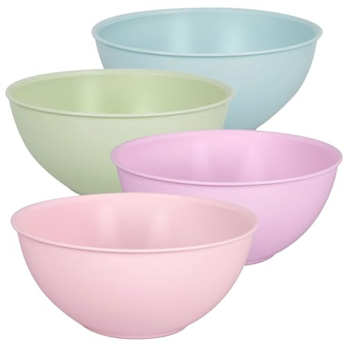 Greentainer 4-Piece Plastic Mixing Bowl Set, 113oz Lightweight Serving Bowls, Large Salad Bowls for Baking,Prepping, Cooking and Serving Food, Dishwasher & Microwave Safe