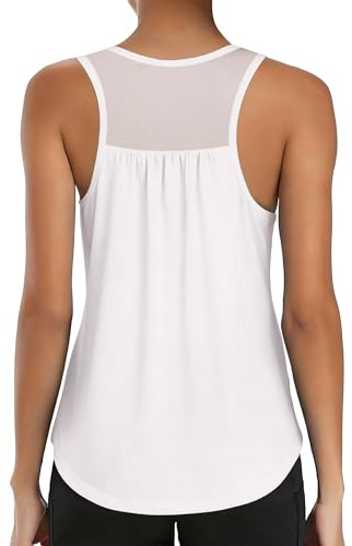 Wayleb Canotta Palestra Donna Senza Maniche Top Sportivo con Rete Traspirante Canottiera Estiva Leggera per Fitness Allenamento Casual, Bianco 3XL
