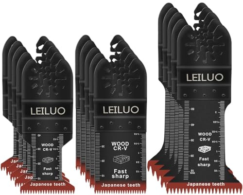 LEILUO 15Pcs Oscillating Saw Blades Japanese Teeth Multi Tool Blade Fast Cutting Wood Extra Long Oscillating Tool Blades Compatible with DeWalt Makita & More