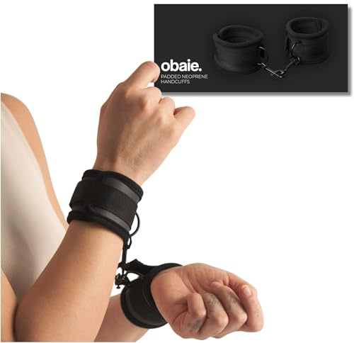 Obaie Neopren Handfesseln für SM - BDSM Handschellen für Bondage - Schwarz | Neopren, Polypropylen, Textil, Dehnbar, Schwarz, 6 cm Breite, 18 / 26 cm Umfang, 80 g