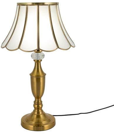 HPDTZ Tischlampe Vintage Nachttischlampe Antik mit Glasschirm, E27 Tischleuchte als Leselampe für Wohnzimmer, Schreibtischlampe, Kupfer Glaslampe 50 cm Hoch für Büro und Schlafzimmer