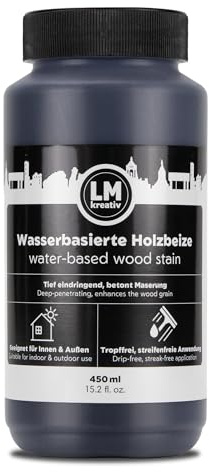 LM-Kreativ Holzbeize 450 ml - Kolonialstil Dunkelbraun – Wasserbasierte Lasur für Holz innen, intensive Tönung für Möbel und Bastelholz, dekorative Holzlasur innen, Wood Stain