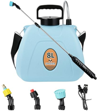 Nikou Pulverizador de Mochila a Presión, 8 litros Mochila Pulverizadora Eléctrico, con Correas de Hombro Ajustables para Horticultura, Silvicultura, Agricultura