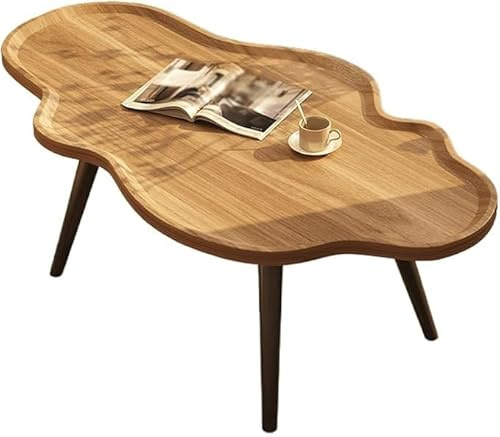 Sohodoo Mesa de Centro Nube - Mesa Auxiliar única de Nogal for Sala de Estar y Dormitorio. Elegante diseño en Forma de Nube.(Natural Wood,120-60-43cm)