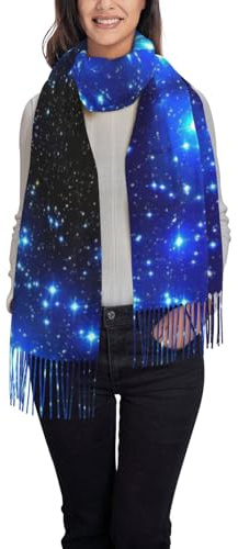 CKGODGF Damen-Winterschal, leicht, warme Schals mit Galaxie-Stern-Aufdruck