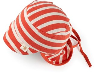 SIGIKID Baby Mütze für Jungen mit Nackenschutz und Bindebändchen, Rot Gestreift, AHOI Little Pirate Kollektion, Schirmmütze