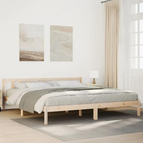 Owoxanthellate XL Holzbett 200x220 Kiefer massiv extra langes Schlafgestell ohne Matratze rustikaler Look 225,5x205,5x69,5 cm Robustes Bett für Schlafzimmer Gästezimmer
