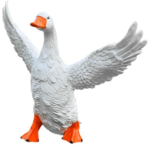 Ronyme Statue de canard décorative, figurine éducative réaliste en PVC blanc, sculpture animale pour l'extérieur, l'intérieur, la table, le jardin ou
