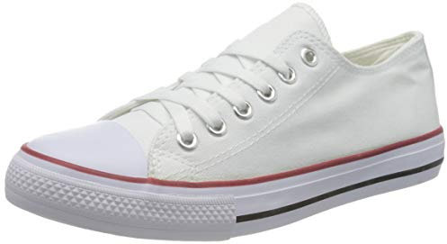 BRANDELIA Canvas de Lona Estilo Casual y Deportivo Zapatillas Unisex, Blanco, 43 EU