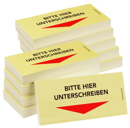 PRICARO Haftnotizen Bitte hier unterschreiben, Pfeil unten, 100 Blatt, 10 Stück