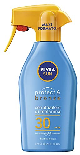 NIVEA SUN Maxi Spray Solar Protect & Bronze FP30 i 300 ml flaska, skyddsspray, solskyddsspray för en intensiv och enhetlig guldsolbränna
