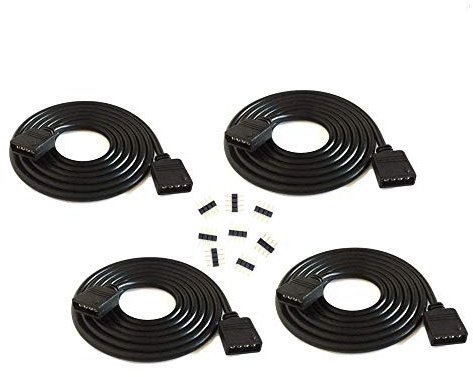 4pcs pack Schwarz 2m LED Verlängerungskabel ,LED Streifen Verbinder Verlängerung Anschluss Verteiler Kabel für 4 polig RGB 5050 2835 LED Streifen Licht 4 polig LED TV Hintergrundbeleuchtung SET