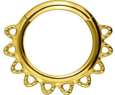 PIERCINGLINE Chirurgenstahl Segmentring Clicker Spitzen Piercing Septum Tragus Helix goldfarben