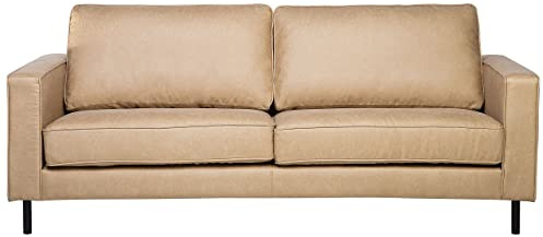 Modern Skinnsoffa 3-sits Metallben Minimalistisk Vardagsrum Beige Savalen