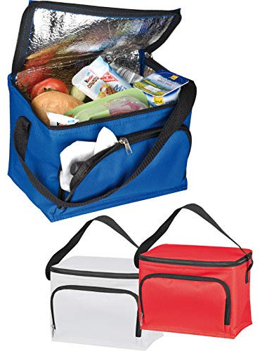 ohne Markenname Kühlbox: 3er Pack, Polyester, 200x150x150mm, für 6 Dosen (0,5 Liter), blau, rot, weiß