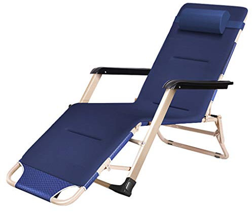YFF-Liegen Verstellbarer Gartenstuhl Klappbarer Sonnenliege Liegestuhl Relaxliege mit Armlehne Klappstühle Verstellbarer mit Kopfstütze - Draussen Terrasse, Camping, Strand - Blau