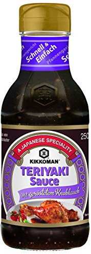 Kikkoman Teriyaki Sauce mit geröstetem Knoblauch 3x 250ml Glasflasche - Teriyaki-Sauce