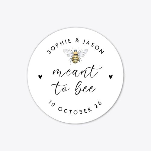 Personalised Meant To Bee Honey Stickers, Honey Jar Wedding Labels With Name, Custom Honey Favor Labels, Clear Mini Honey Jar Thank You Tags - WC18