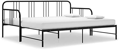 Divano Letto Estraibile, Letto con Divano Convertibile 200x90 cm in Metallo Verniciato a Polvere, Letto per Ospiti e Piccoli Spazi