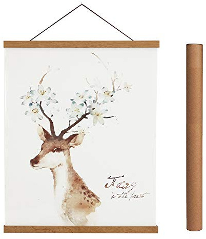 Sanauto A4 Magnetisk Plakat Hängare Ram, Ljus Trä Ram Hängare för Foto Bildduk Konstverk Konst Stor Storlek Väggkarta Tryck Väggupphängning (53 cm/21, Teak)