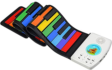 Roll Up Piano Faltbare Klavier 49 Tasten Tragbare Klavier Silikagel Tastatur Gebaut-in Batterie Hand Roll Piano 47 Töne 128 rhythmen - Regenbogen