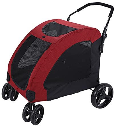 LJFLI Hundebuggy Hundewagen GroßE Hunde bis 55 kg Klappbar Abnehmbares und Waschbares Kissen Doppelte Aufbewahrungstasche äLterer Kranker Behinderter Alter Outdoor-Reisen