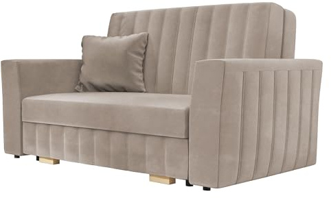 Mirjan24 Schlafsofa Viva Glam II mit Bettkasten, Rückenlehne und Seiten fest angenäht, 2 Sitzer Polstersofa, Sofa mit Schlaffunktion, Sofagarnitur inkl. Kissen, Bettsofa (Paros 2)
