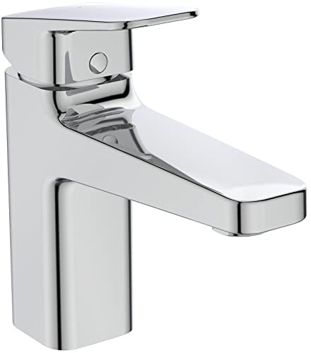Ideal Standard BD228AA Ceraplan Waschtischarmatur H90, mit Zugknopf-Ablaufgarnitur, Ausladung 12,4 cm, BlueStart, Chrom