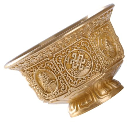 TOPBATHY Coupe Offrande Bouddhiste En Cuivre 6.8X6.8X4.2 Cm Bol Sacré Décoratif Avec Motifs Huit Symboles Chanceux Pour Rituel Bouddhiste Et Décoration Zen