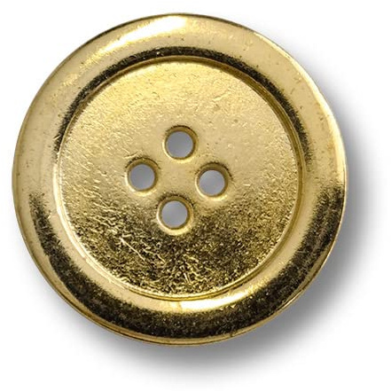 5er Set, flache, glänzned goldfarbene Metallknöpfe mit vier Löchern - günstigere B-WARE Ø: ca. 15mm