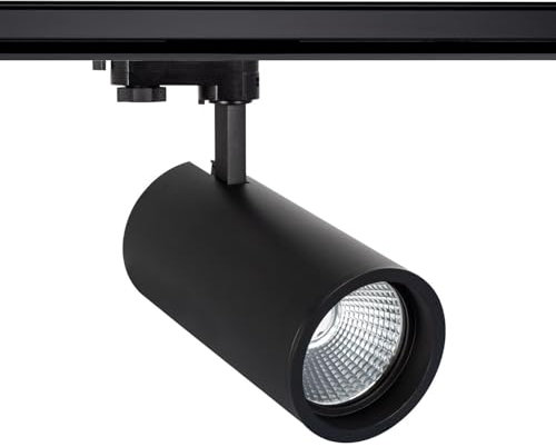 LEDKIA LIGHTING LED-Strahler für 3-Phasenstromschiene 30W New d'Angelo Schwarz (CRI 90) LIFUD Warmweiß Schwarz
