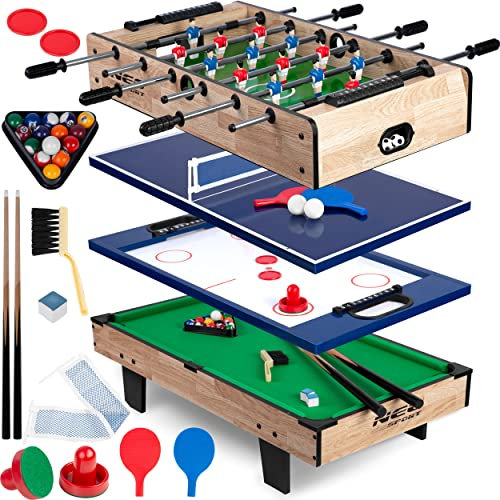 4in1 Spieltisch, Tischfußball, Cimberg, Billard, Tischtennis, 43 x 82 x 32 cm, Neo-Sport