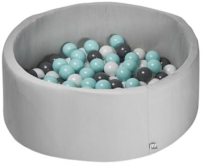 Ms Baby World Piscina di Schiuma Rotonda per Bambini con +100 Palline | Piscina con Palline Morbida e Sicura | Parco Giochi Sensoriale per Neonati | Confortevole | Uso Interno