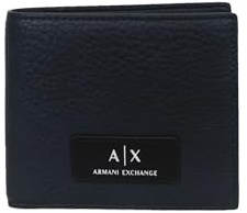 Armani Exchange Men's Embroidered Logo, Coin Pocket Billfold, Blue
