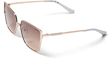 Guess Damen Sonnenbrille Gf6158 Cat-Eye UV-Schutz Kategorie 3 Rosa/Braun Metall Rahmen Rosa Glas Brown UV-Geschützt Zeitgenössische Mode Damen Laufen Angeln