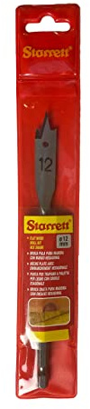 Starrett Broca plana para madera – 12 x 152 mm KFWD12A de acero de alta velocidad HSS 1/4 pulgadas broca de pala hexagonal – Herramienta de corte de agujeros para carpintería