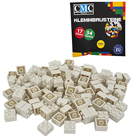 CMC imports 50 Klemmbausteine Bausteine Grundbausteine 2x2 Noppen Kompatibel Bricks 34 vers. Farben (713 - Weiß)