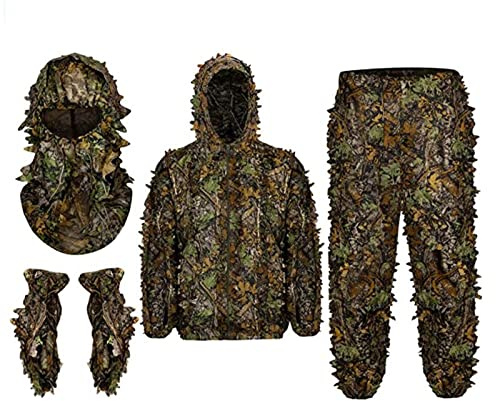 harayaa Traje Ghillie, Traje Ghillie de Hoja 3D Ligero para Adultos, Traje de Camuflaje Ghillie para, observación de Aves, fotografía, Fiesta de, XL XXL