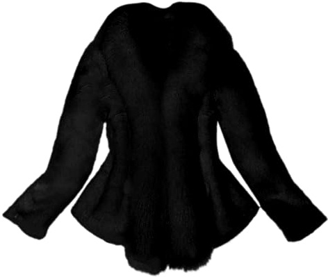 L9WEI Chaqueta softshell para mujer, elegante, abrigo de piel sintética, corto, cálido, abrigo de piel sintética, manga larga, abrigo de pelo mullido, fino y cálido abrigo de invierno, Negro , L