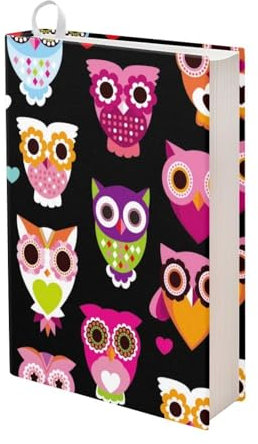 Kuiaobaty Neuheit Eulen Buchhüllen für Notebook, Bunte Vögel Buchhülle für Taschenbuch Roman