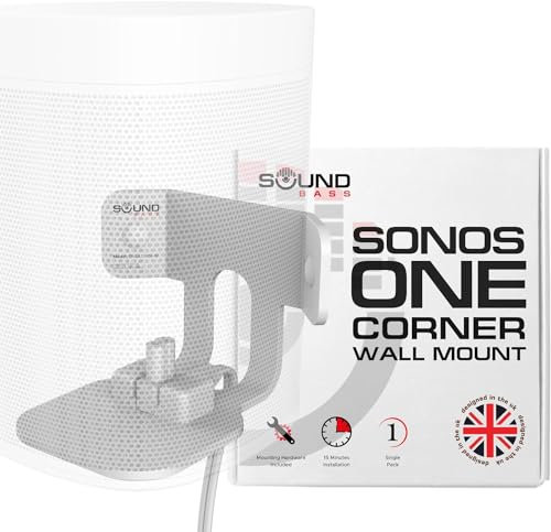 One Support Mural d'angle – Profil Bas, Blanc, Complet avec Tout Le Matériel de Montage Compatible avec One, One Gen 2, One SL & Play:1 Haut-Parleur