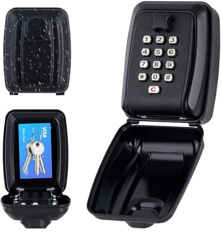 AIVORO Schlüsseltresor mit Zahlencode, Groß Schlüsselsafe Aussen mit 12 Stellig, Wandmontage Schlüsselbox mit Wasserdicht Abdeckung für Haus Garage Büro Schule Fabrik