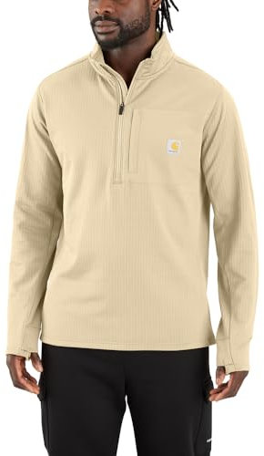Carhartt Force 106423 T-Shirt à col Montant et Demi-Fermeture éclair pour Homme Coupe décontractée, Lait d'avoine, Taille L