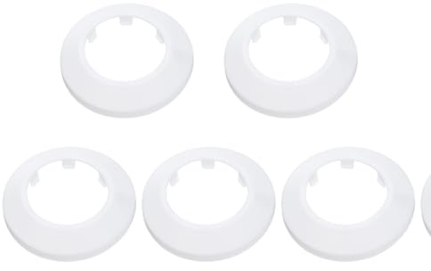 QUARKZMAN 5 Stück Rohrabdeckung Dekor 1,7 Zoll/44 mm Flansch Rohrabdeckung Dekor PP Kunststoff Sanitärabdeckung Platten Rosetten Wasserablauf Rohrleitung Wandflansch Rohrdekoration, Weiß