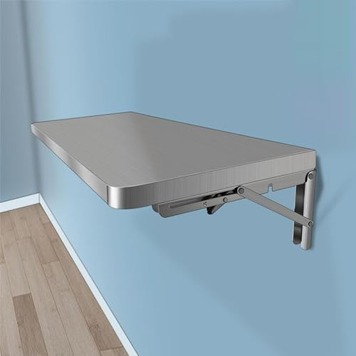 CYPOSLDN Klapptisch Zur Wandmontage, Wandtisch Aus Edelstahl, Schwebender Tisch, Hängende Computertisch-Werkbank, Für Arbeitszimmer, Schlafzimmer, Badezimmer, Balkon,100 * 40cm