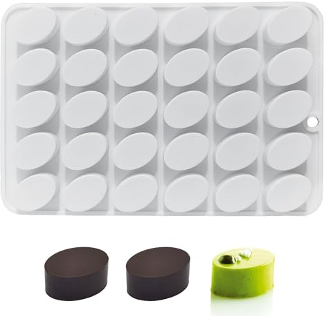 SEABABOO Silikonform Oval 30 Cavity Von L30 X H15 MM Schokoladenformen Ovalform Silikon Ovalförmig Backform Für Schokolade Muffin Brownie Mousse Kuchen Schokoladenfabrikant Pralinen